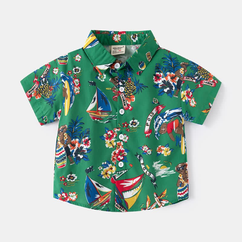 Kid Boy Cartoon Printed Shirt Top - Green - 8Y - image 2
