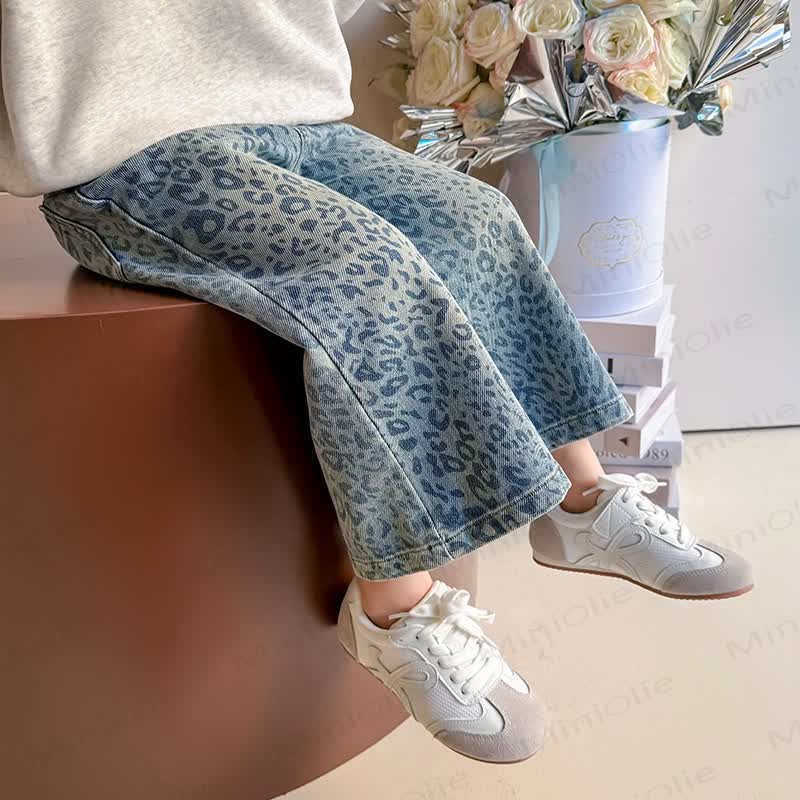 Toddler Leopard Print Denim Blue Pants - image 9