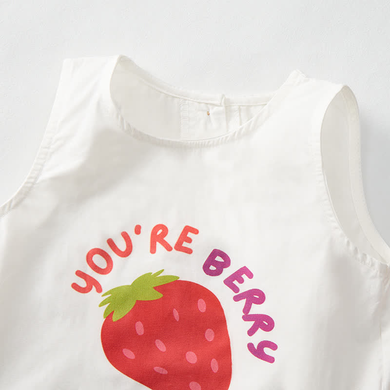YOU'RE BERRY SPECIAL Baby Strawberry Print 2-piece Sleeveless Set - image 6