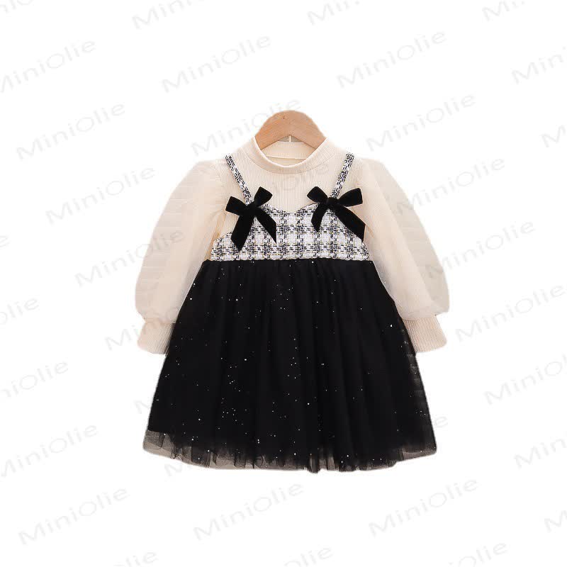 Baby Toddler Girl Bow Plaid Mesh Sequin Dress - image 4