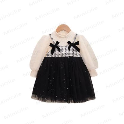 Baby Toddler Girl Bow Plaid Mesh Sequin Dress - image 4