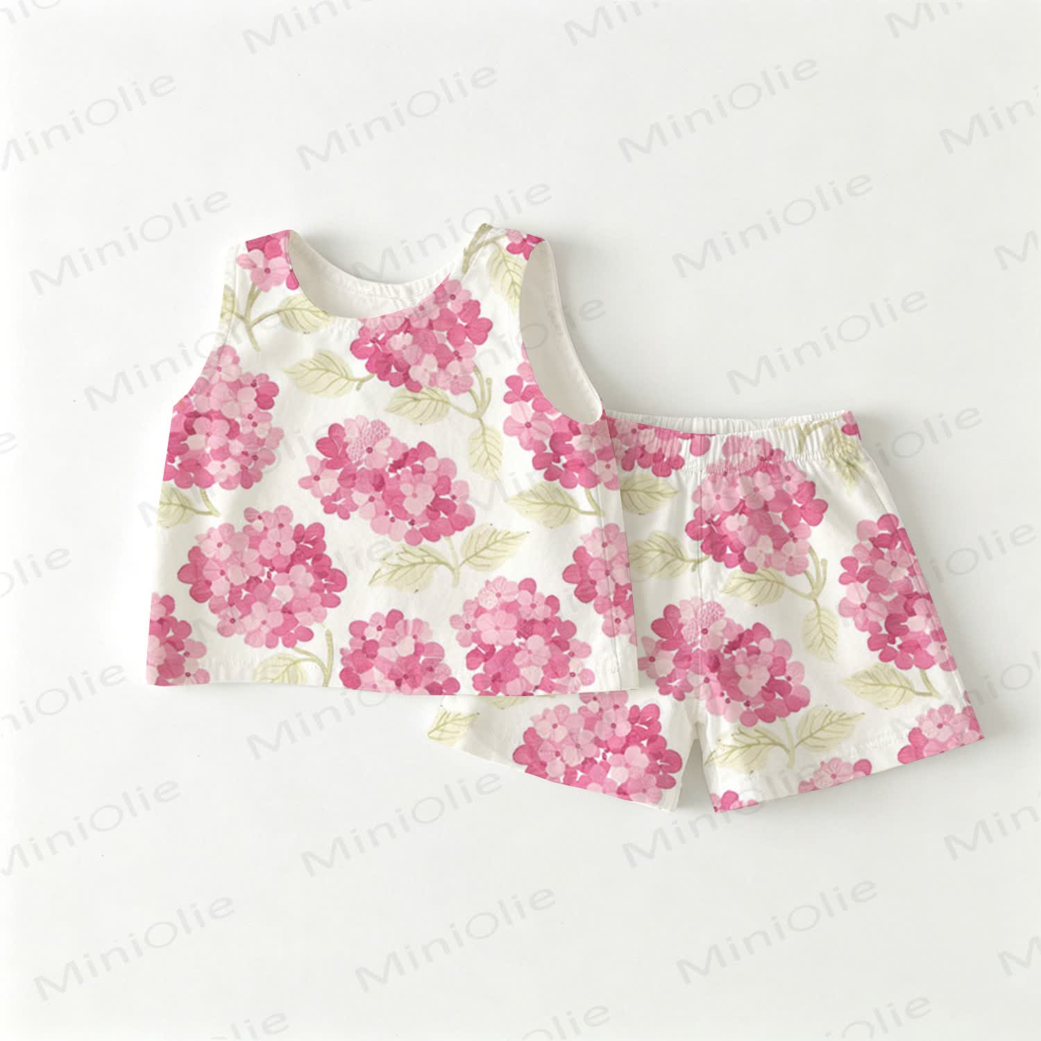 Baby Toddler Girls Flower Print Pink Top and Shorts 2-piece Set - Pink - 3-4T - image 1