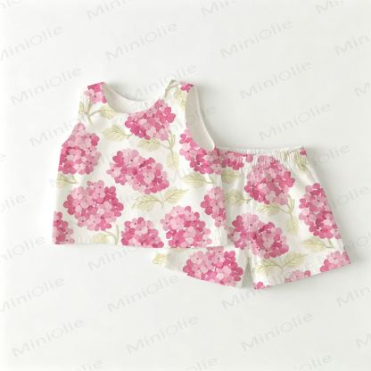 Baby Toddler Girls Flower Print Pink Top and Shorts 2-piece Set - Pink - 3-4T - image 1