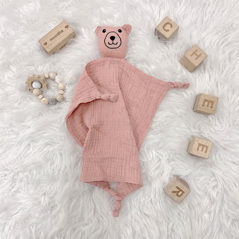 Personalized Baby Name Lion/Bear Security Blanket - Orange-pink Bear - 30x30cm - image 4