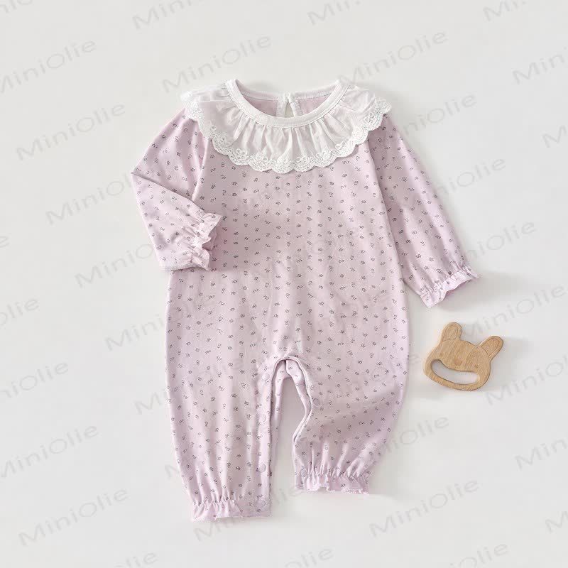 Baby Lace Collar Cotton Romper - Pink - 18-24M - image 4