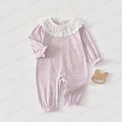 Baby Lace Collar Cotton Romper - Pink - 18-24M - image 4