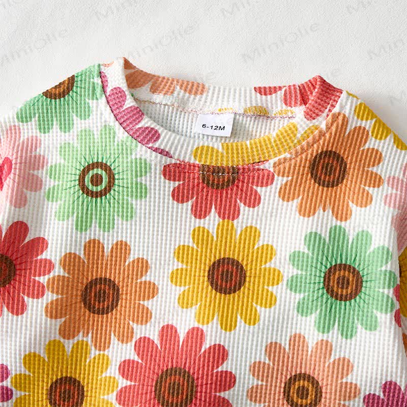 Baby White Floral Print Waffle 2-piece Set - image 4