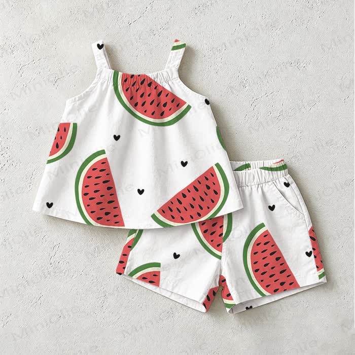 Baby Toddler Watermelon White Top and Shorts 2-piece Set - White - 3-4T - image 1