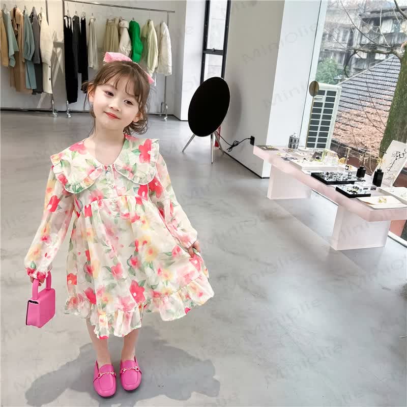 Toddler French Flower Beige Lapels Dress - image 6