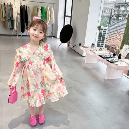 Toddler French Flower Beige Lapels Dress - image 6