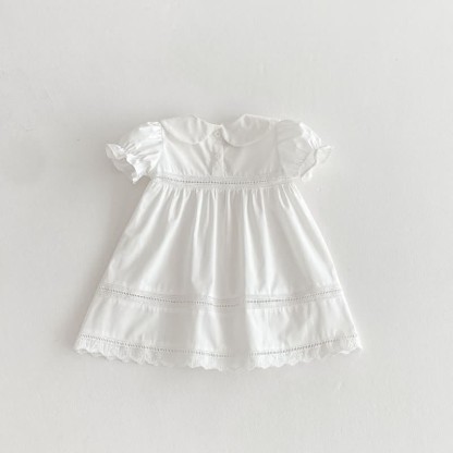 Toddler Girl Solid Color White Sweet Dress - image 11
