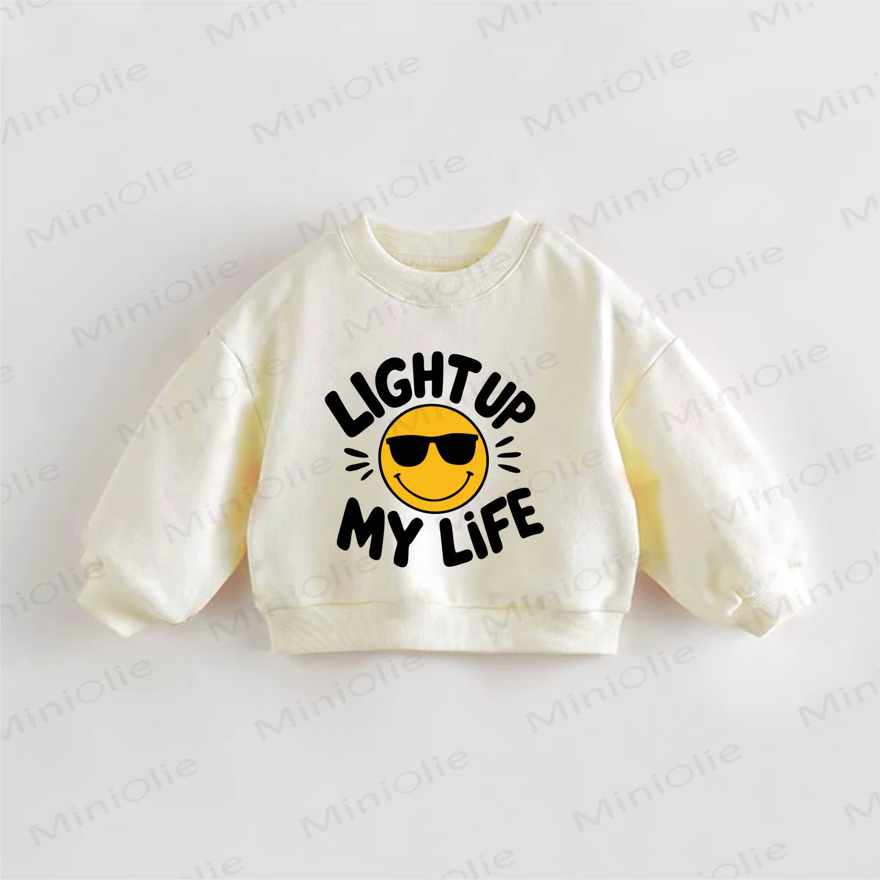 LIGHT UP MY LIFE Baby Toddler Smiley Face Sweatshirt - Cream - 3-5T - image 1