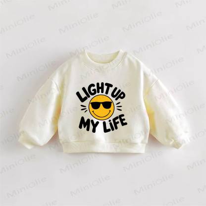 LIGHT UP MY LIFE Baby Toddler Smiley Face Sweatshirt - Cream - 3-5T - image 1