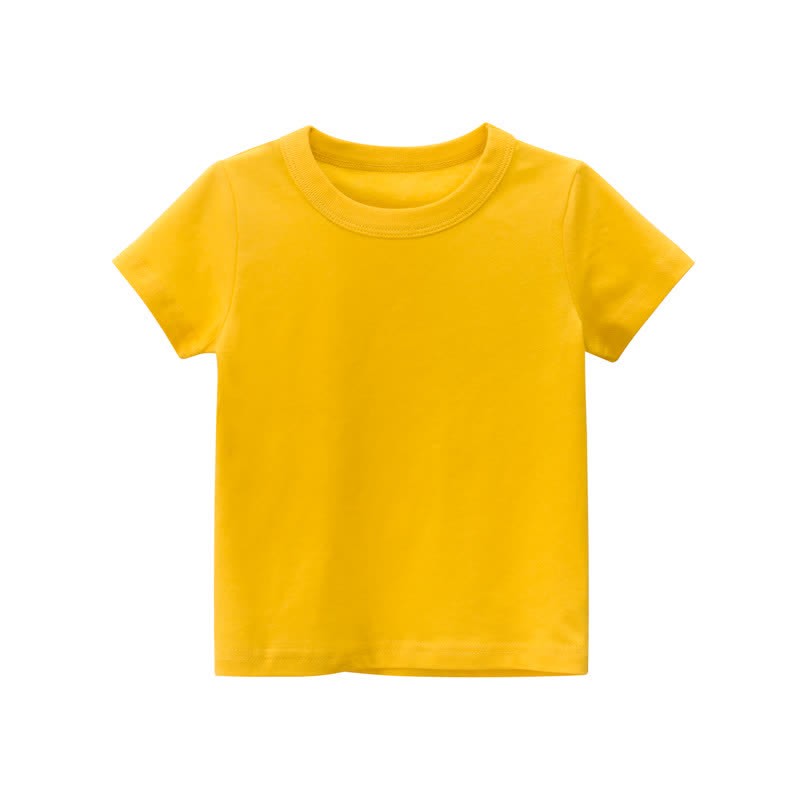 Kid Solid Color Simple T-Shirt - Yellow - 10Y - image 5