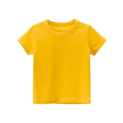 Kid Solid Color Simple T-Shirt - Yellow - 10Y - image 5