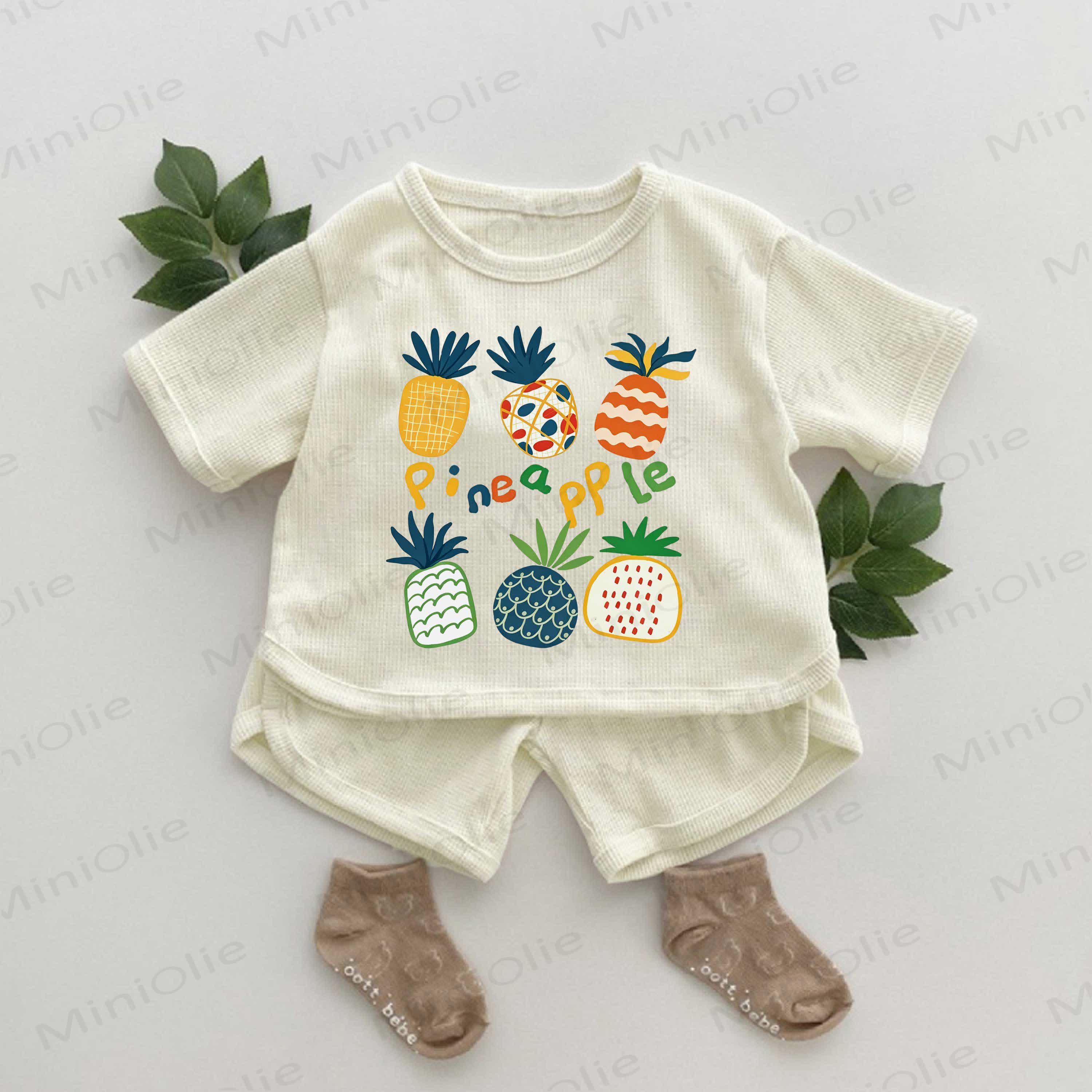 PINEAPPLE Baby Fruit Print Waffle 2-piece Set - Apricot - 2-3T - image 1