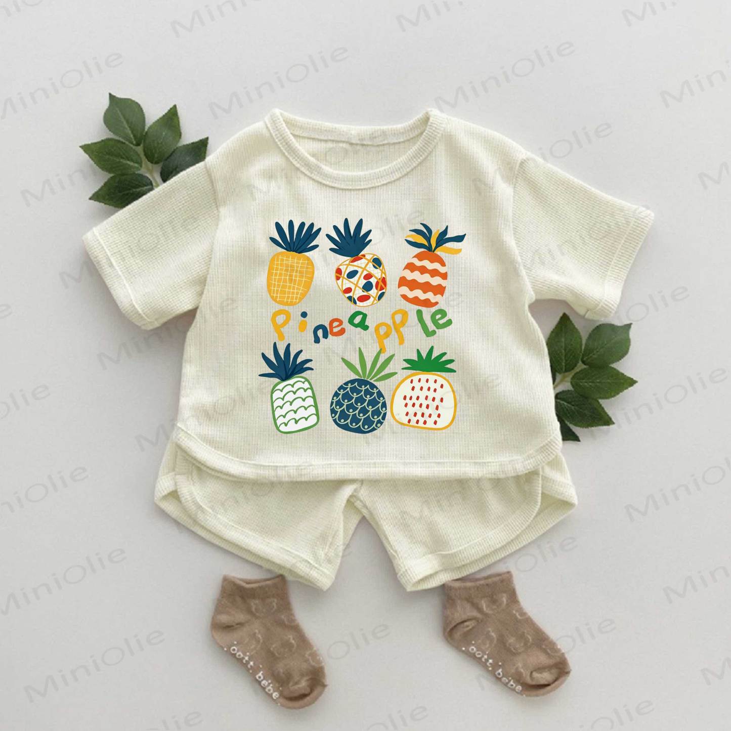 PINEAPPLE Baby Fruit Print Waffle 2-piece Set - Apricot - 2-3T - image 1