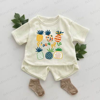 PINEAPPLE Baby Fruit Print Waffle 2-piece Set - Apricot - 2-3T - image 1