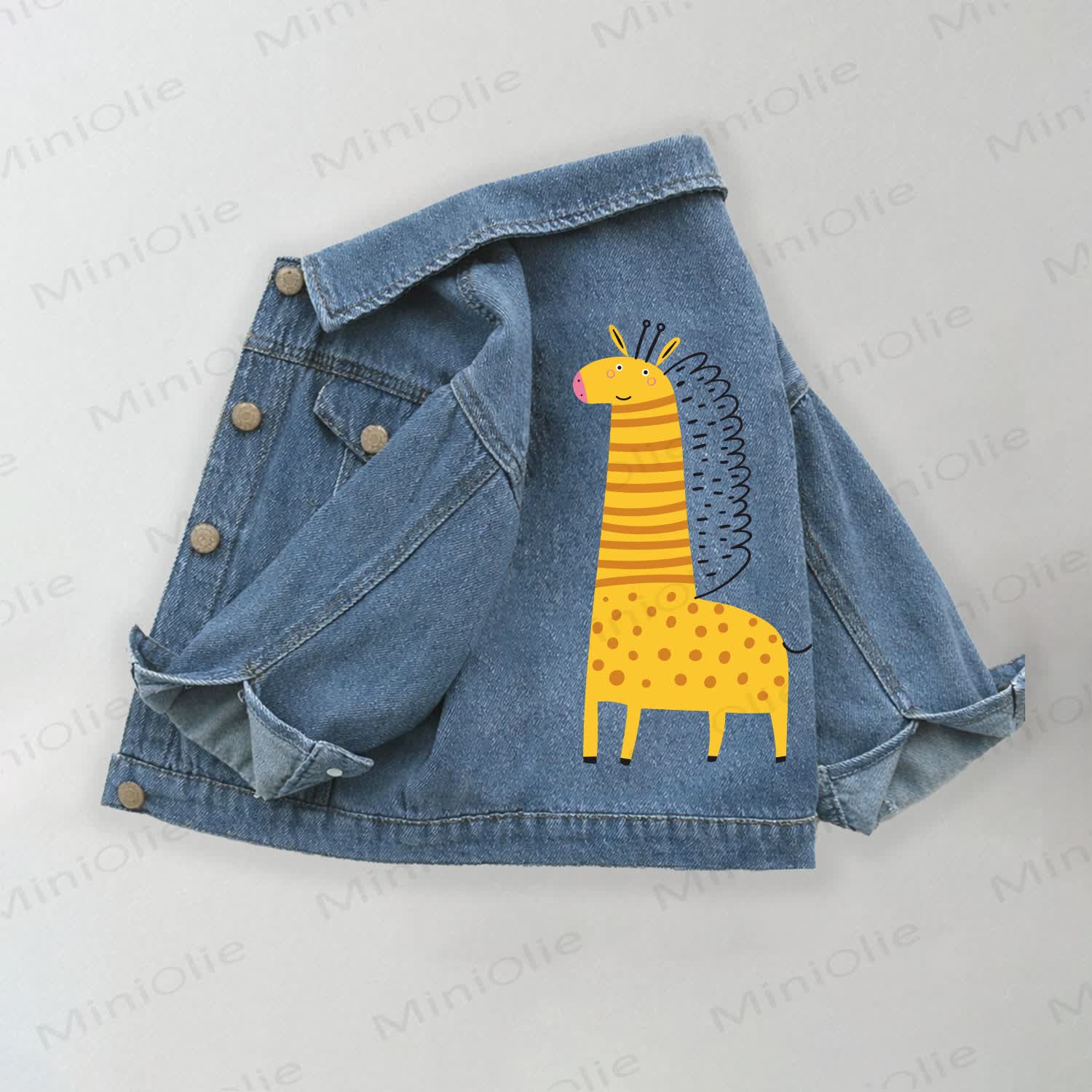 Toddler Kid Giraffe Print Denim Jacket - Blue - 10-11T - image 1