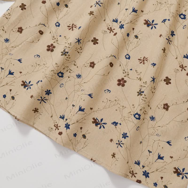 Toddler Vintage Flower Khaki Lapels Dress - image 8