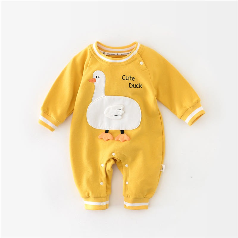 CUTE DUCK Baby Yellow Sweatshirt Romper – MiniOlie