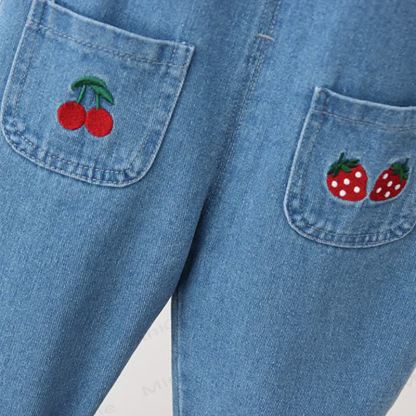 Toddler Double Pocket Fruit Denim Overalls - image 7