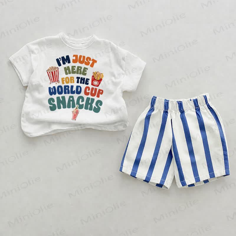 I'M JUST HERE FOR THE WORLD CUP SNACKS Baby Blue Vertical Striped 2-piece Shorts Set - White&Blue - 2-3T - image 1