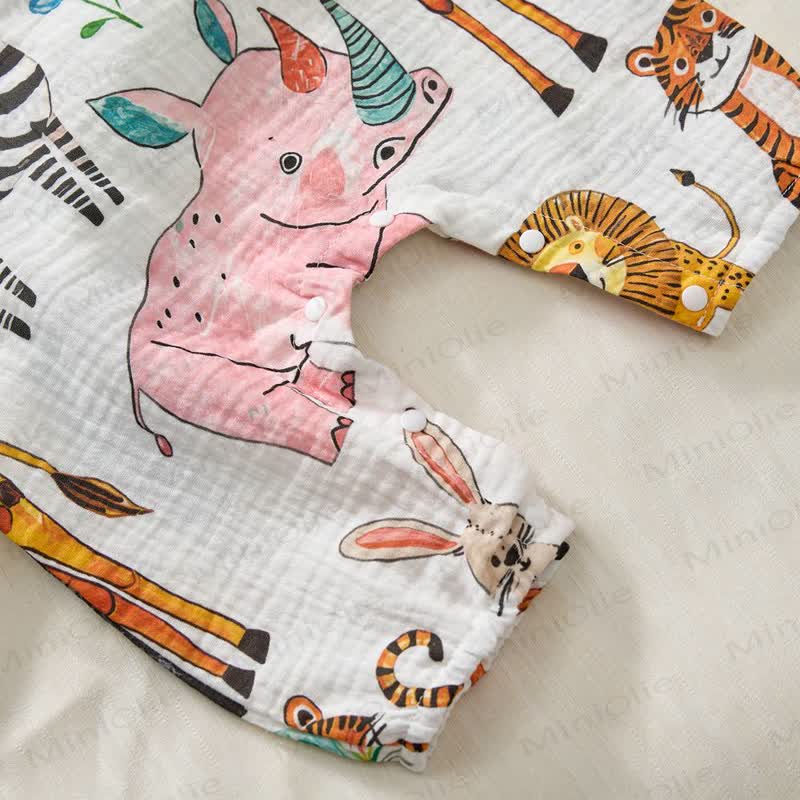 Baby Zoo Print Romper with Hat - image 4