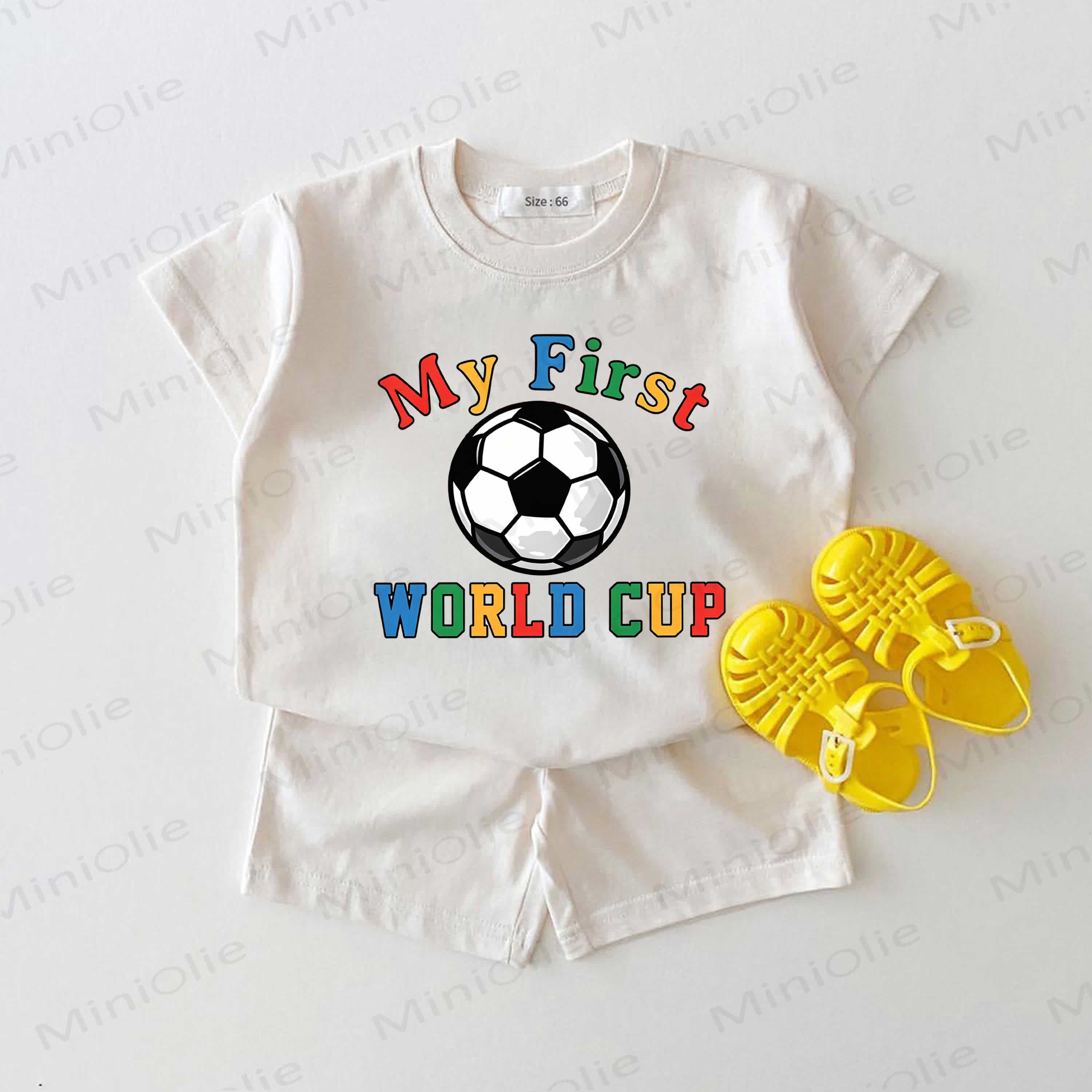 MY FIRST WORLD CUP Baby Football Print White 2-piece Set - White - 18-24M - image 1