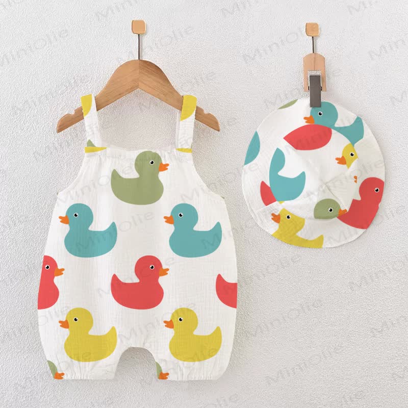 Baby Duck White Romper with Hat - White - 18-24M - image 1