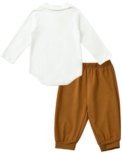 Toddler Baby I'm New Here Crew Long Sleeve Snap Closure Romper Top Jogger Pants Set - image 12