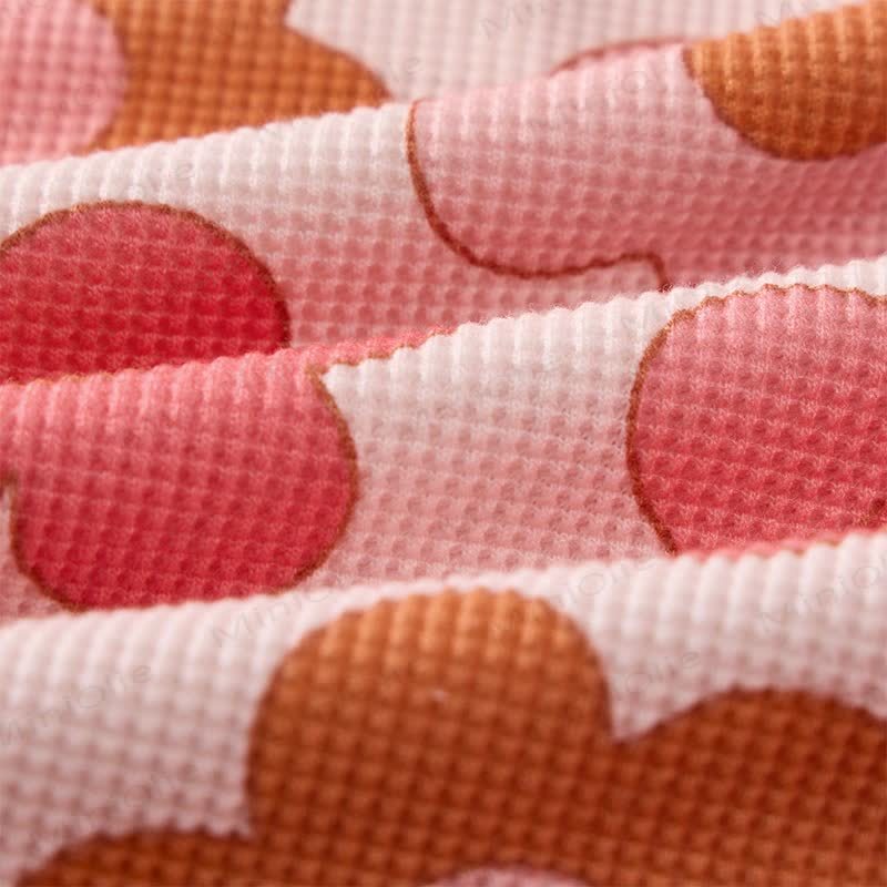Baby Pink Flower Waffle Sweartshit and Pants 2-piece Set - image 6