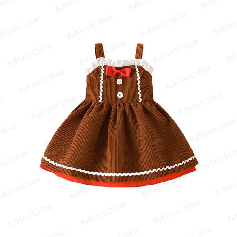 Baby Gingerbread Man Corduroy Bow Dress - Brown - 2-3T - image 6
