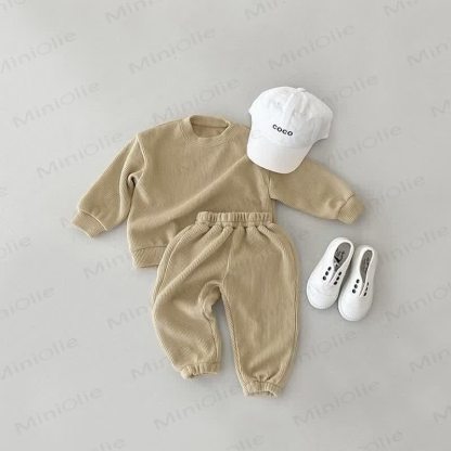 Baby Toddler Solid Color Casual 2 Pieces Set - Khaki - 5-7T - image 7