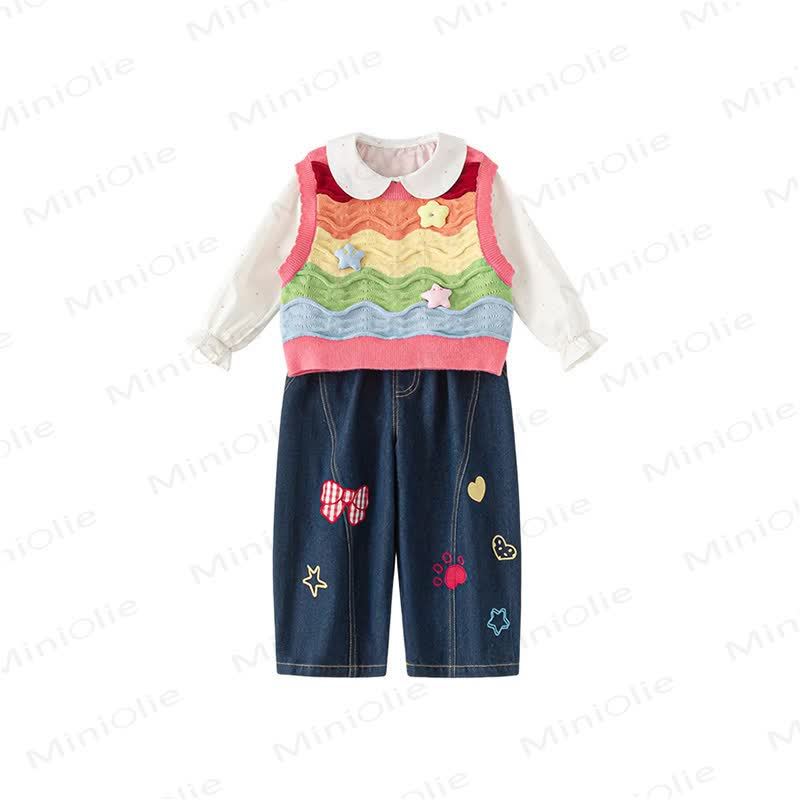 Toddler Girl Star Vest/White Shirt/Blue Jeans - image 20