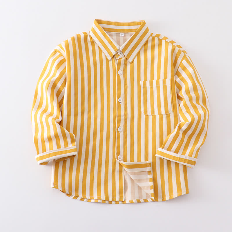 Kid Boy Vertical Striped Shirt - Yellow - 10Y - image 7