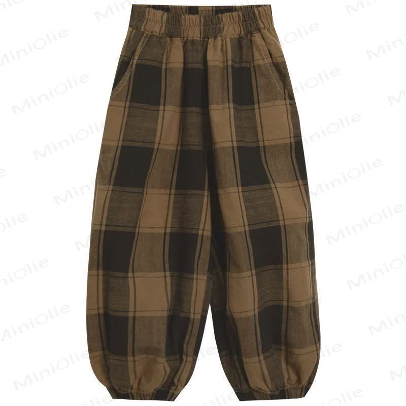 Toddler Boys Coffee Plaid Loose Jogger Pants - image 5