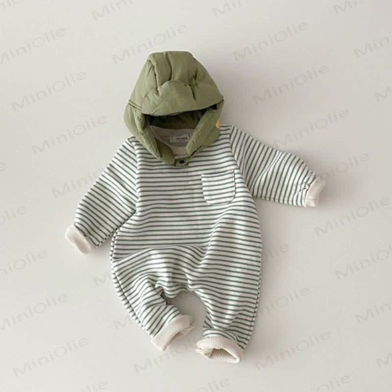 Baby Round Neck Striped Romper - Green - 18-24M - image 1