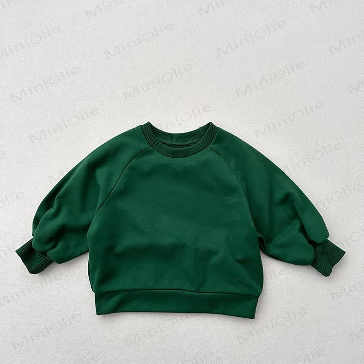Toddler Solid Color Round Collar Casual Sweatshirt  - Dark Green - 7-9T - image 10