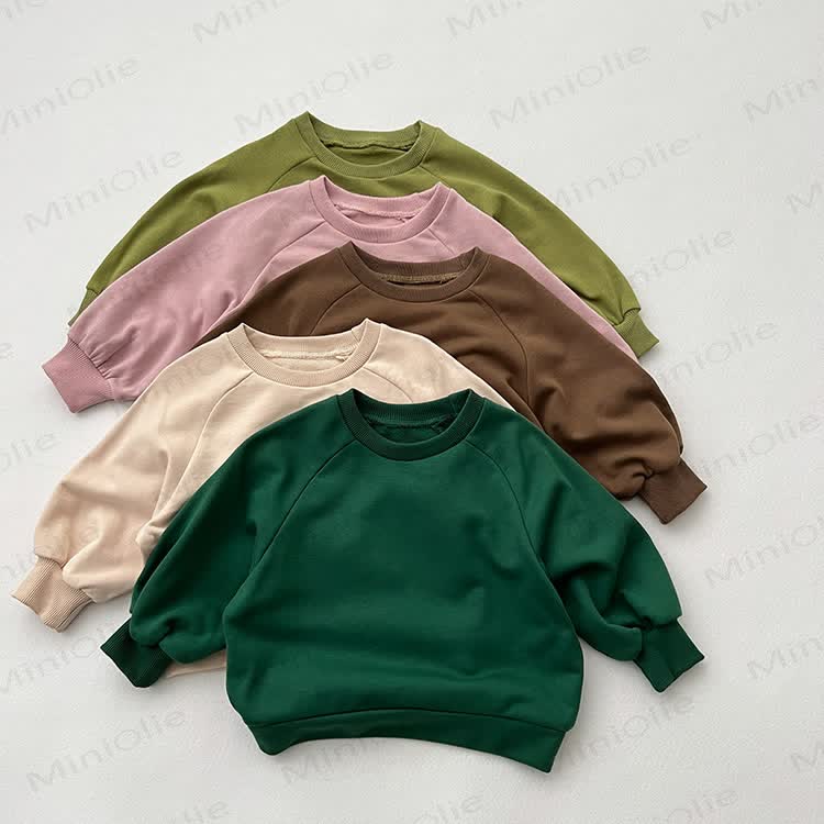 Toddler Solid Color Round Collar Casual Sweatshirt  - image 1