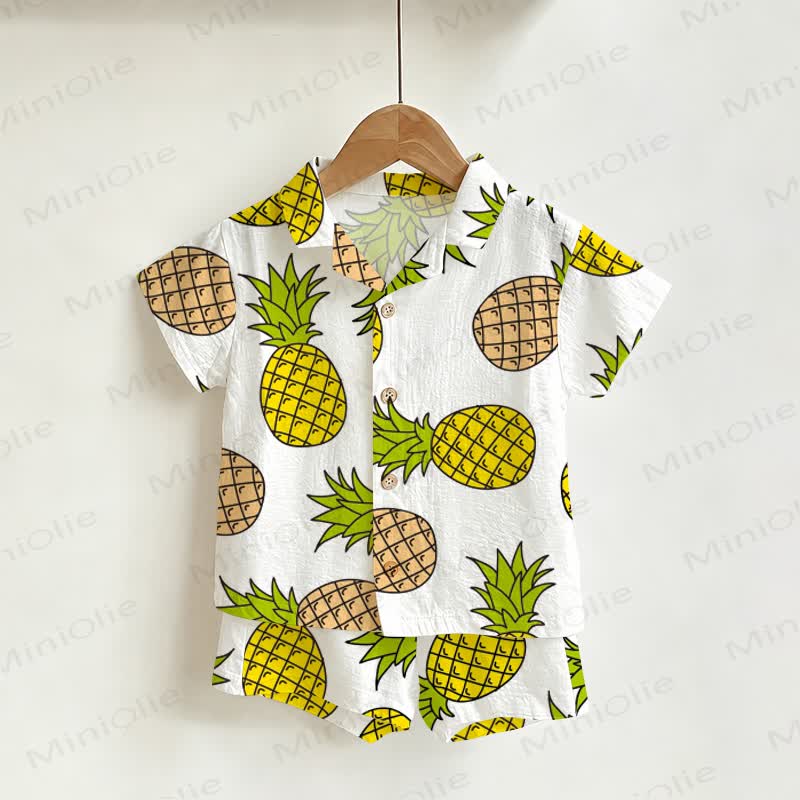 Baby Toddler Pineapple Shirt and Shorts 2-piece Set - White - 4-5T - image 1