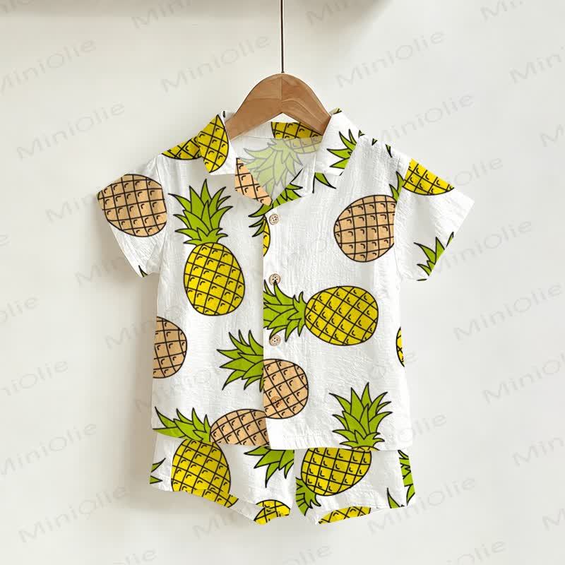 Baby Toddler Pineapple Shirt and Shorts 2-piece Set - White - 4-5T - image 1