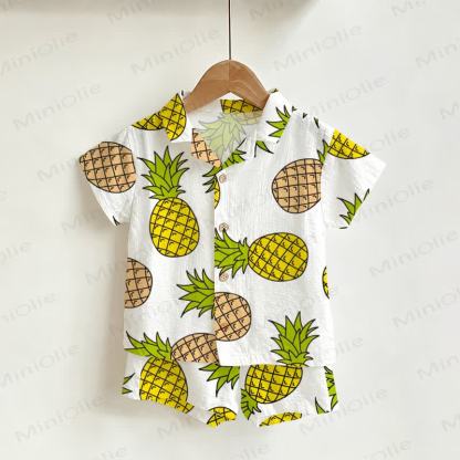Baby Toddler Pineapple Shirt and Shorts 2-piece Set - White - 4-5T - image 1