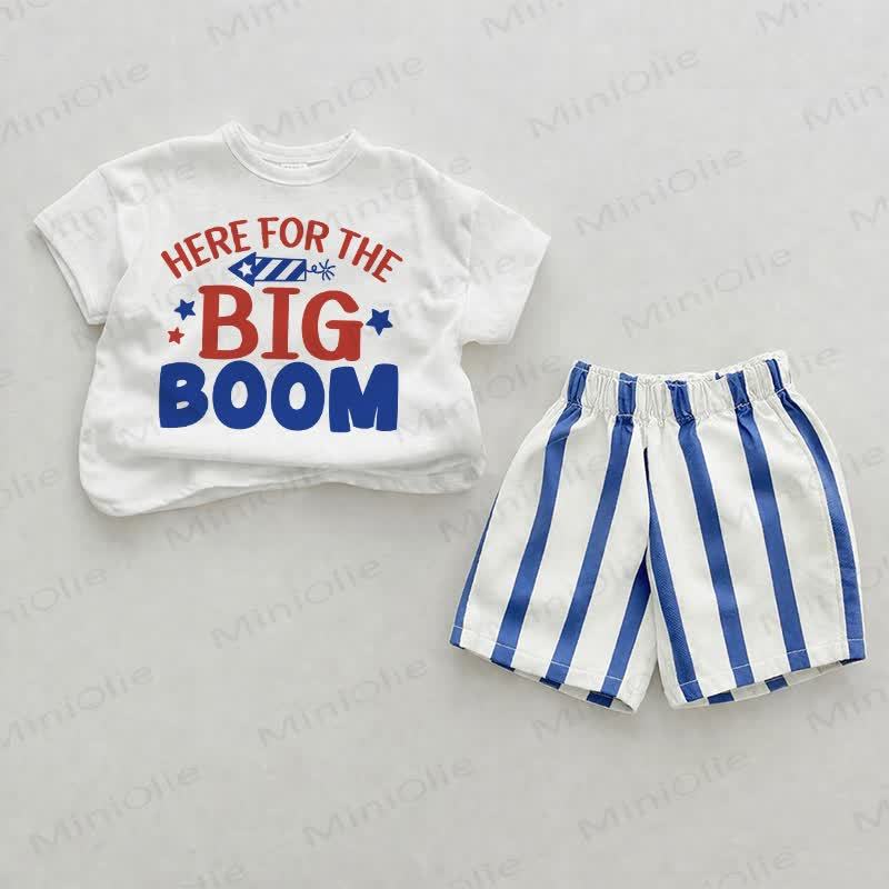  HERE FOR THE BIG BOOM Baby Blue Vertical Striped 2-piece Shorts Set - White&Blue - 2-3T - image 1