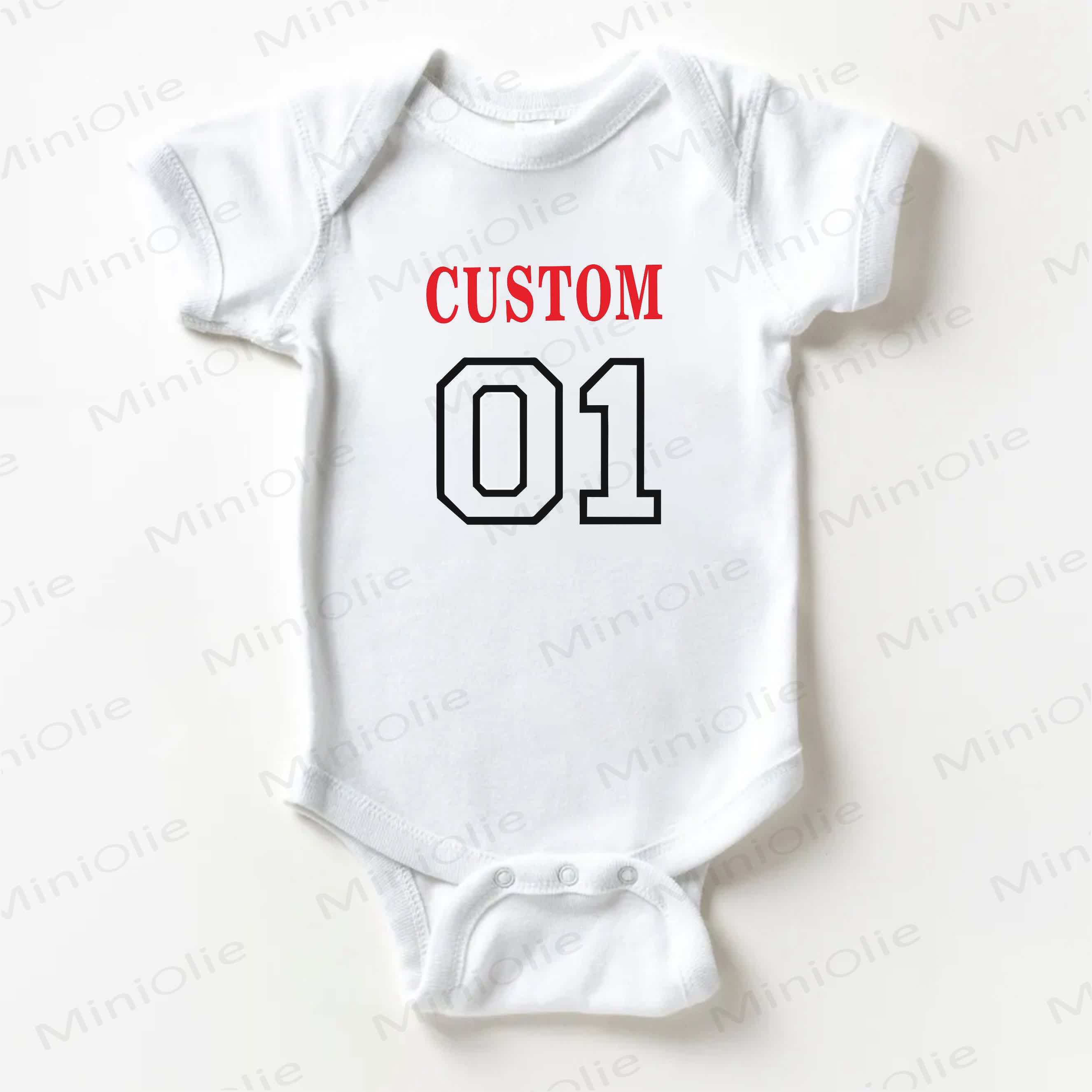 Name Customization Number Baby White Bodysuit - image 1