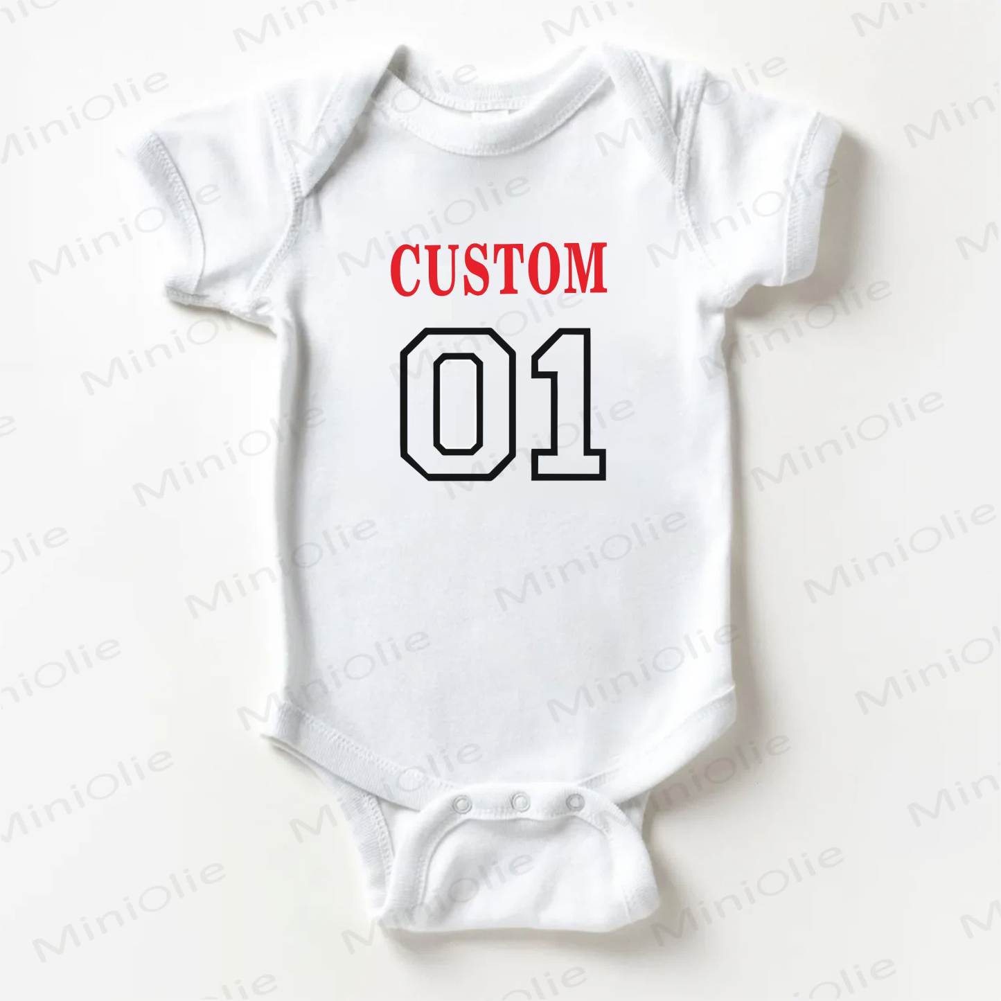 Name Customization Number Baby White Bodysuit - image 1
