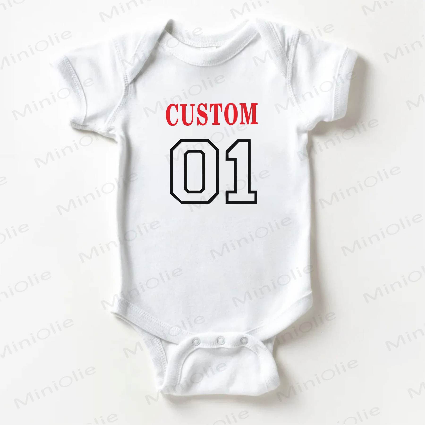 Name Customization Number Baby White Bodysuit - image 1