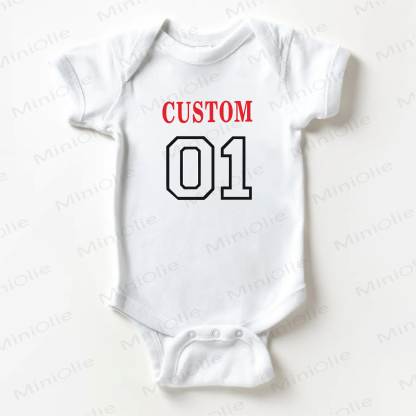 Name Customization Number Baby White Bodysuit - image 1