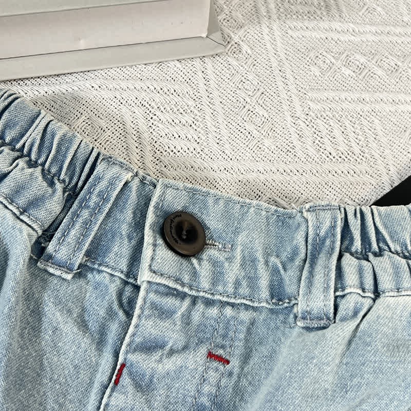 Toddler Solid Color Denim Neutral Pants - image 5