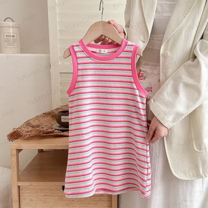 Toddler Stylish Striped Sleeveless Dress - Light Pink - 8Y - image 12